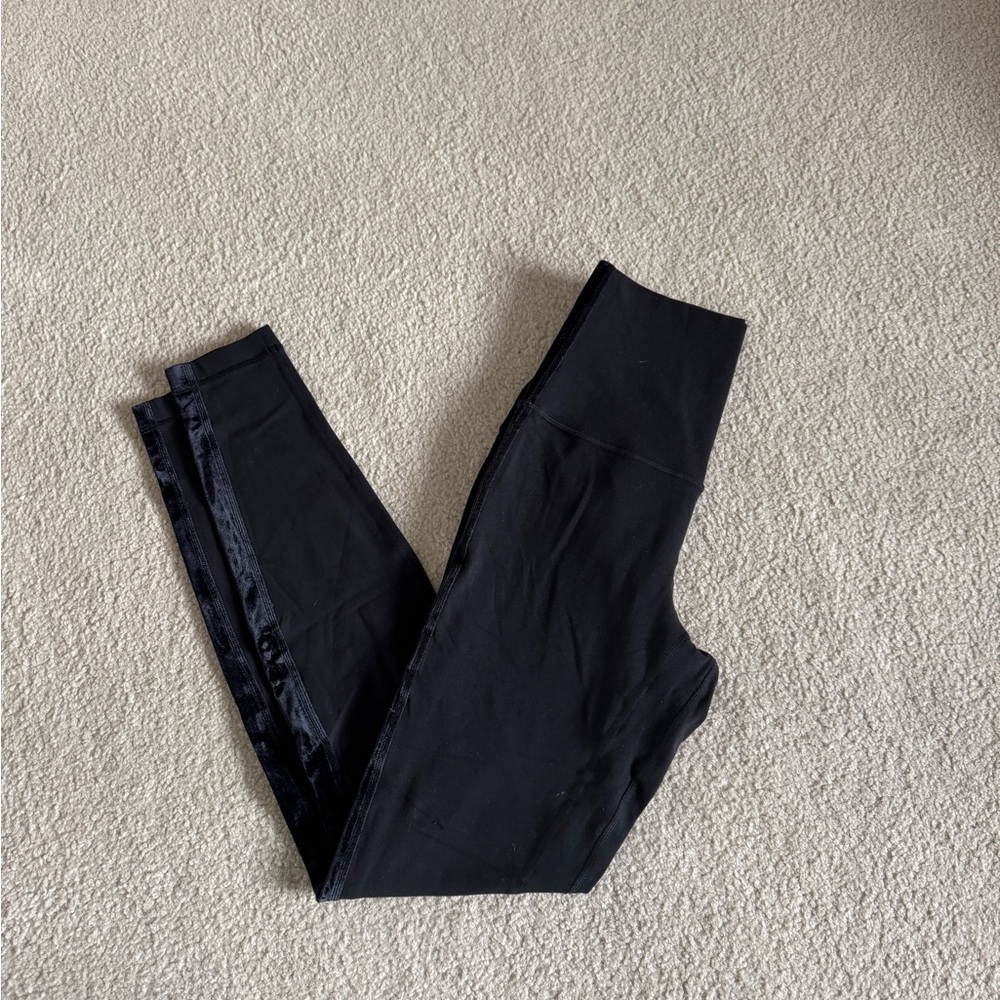 lululemon black align high rise pant 28” with velvet accent - great condition!